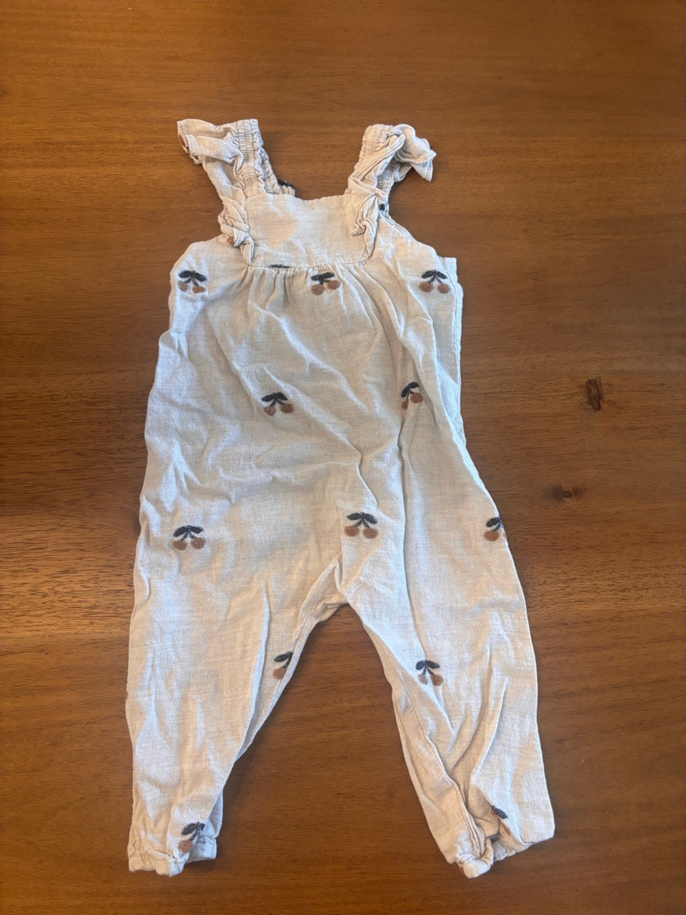 Zara Baby Cotton Romper Neutral Cherry Embroidery Toddler Girl 18-24M